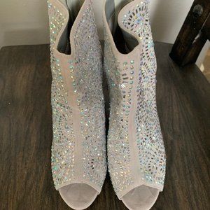 Sexy Silver Peek a Boo Toe Booties